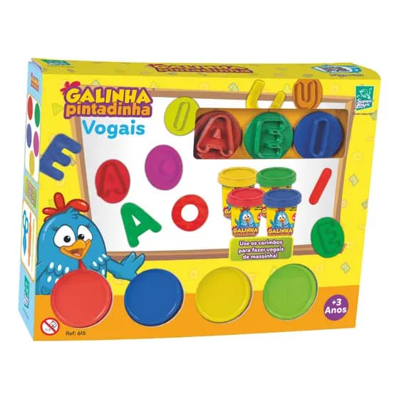 Brinquedo Massinha De Modelar Galinha Pintadinha Vogais Apreendendo As Vogais Com Acessórios
