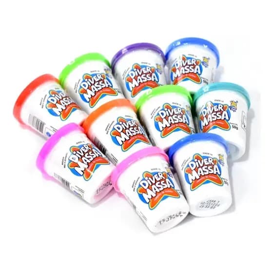 Kit 10 Potes Massinha De Modelar Colorida Diver Toys Envio Imediato