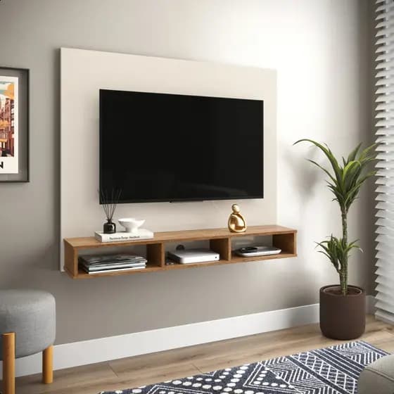 Painel Sol Ideal Para Sala e Quarto com Nichos, Prateleiras para TVs até 50 PL