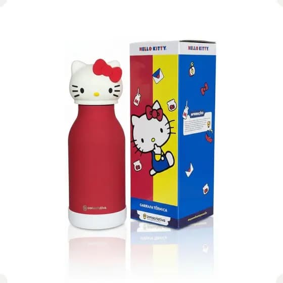 Hello Kitty Garrafa Térmica Funny 500ml Inox Kawaii Infantil Bebidas Frias Quentes Antivazamento