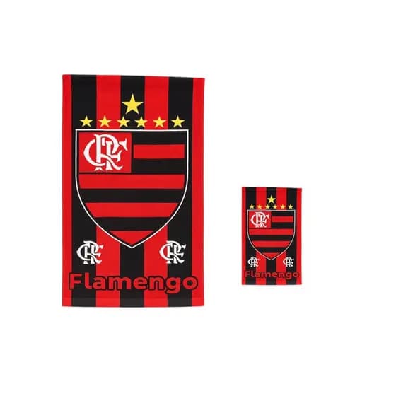 Kit toalha de banho e de praia + toalha de mao Flamengo