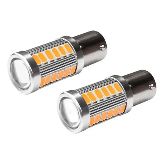 KIT 2 LAMPADA 33 LED CREE BAY15D 2 POLO P21/5W AMARELO 12V