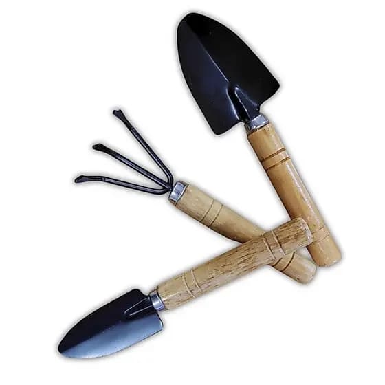 KIT JARDINAGEM PÁS EM AÇO PARA HORTA JARDIM 18CM 3 PEÇAS