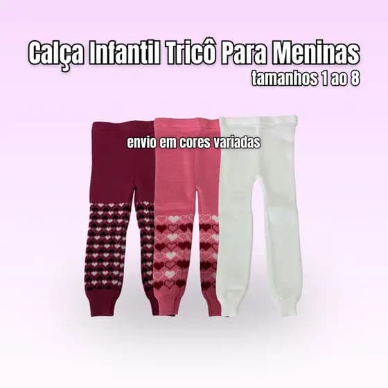 Calça Infantil de Tricô para Menina 1 ao 8 Anos – Inverno Quentinha, Confortável e Estilosa