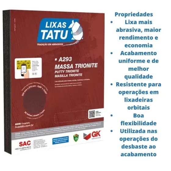 Lixa Para Massa e Parede Madeira 60 a 220 Massa Corrida Tinta Construção Kit c/ 10 Folhas