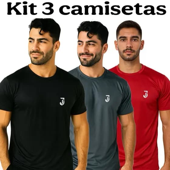 KIT 3 camiseta masculina academia camisa treino masculino dry fit
