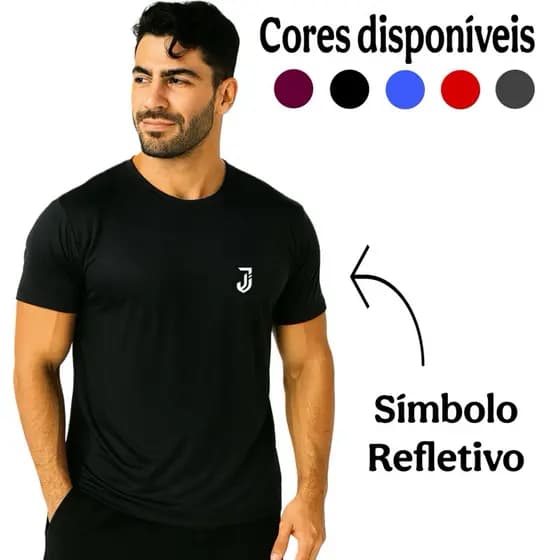 kit 2 camisas dry fit masculina academia logo refletivo treino