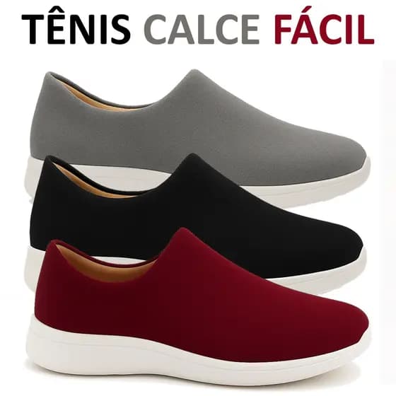 Tênis Meia Feminino Calce Fácil Botinha Ortopédico Esportivo Slip On Casual Confortável Academia