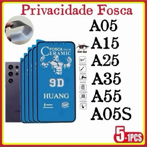 Película Privativa Fosca Anti-Spy Matte Cerâmica Hidrogel Samsung A05 A05S A15 A25 A35 A55
