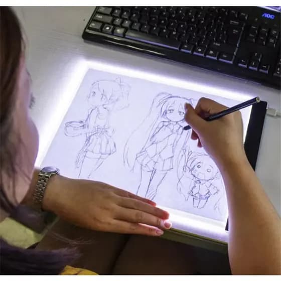 Mesa De Led Luz Branco Desenho Transposição A4 Profissional