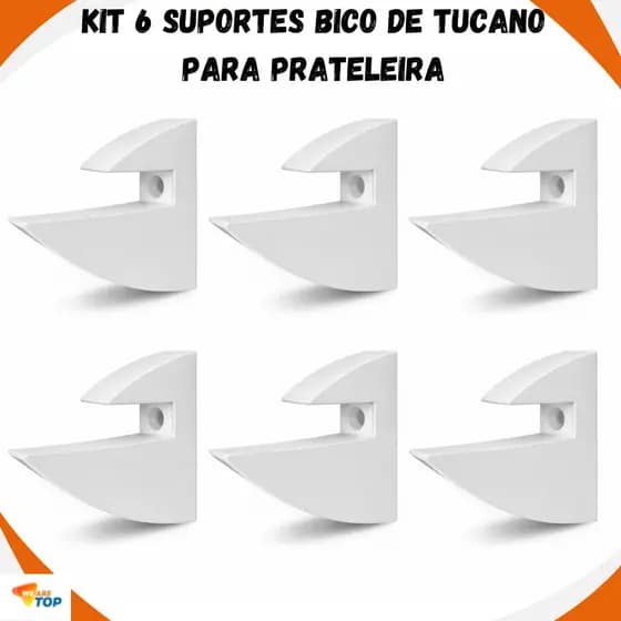 Kit 06 Suportes Bico De Tucano Para Prateleira De 15mm Suporte Invisivel Top