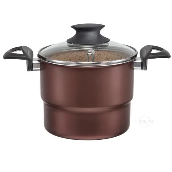 Cuscuzeira 16 -Antiaderente Teflon 6 Camadas Dolce Tampa de Vidro