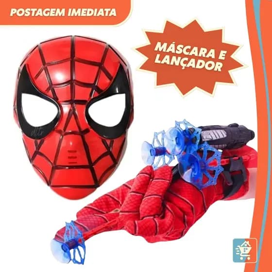 Lançador de Teia Ho mem A ranha + Máscara Aranha Infantil Brinquedo Fantasia Criança Herói - Espider Man