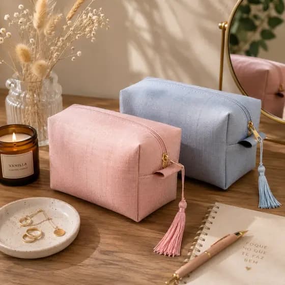 Kit 10 Necessaire madrinha, dindo,Necessaire brinde,Necessair linho,estampa linho