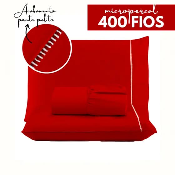 Jogo de Lençol Micropercal 400 Fios Ponto Palito - Berço / Solteiro / Casal / Queen / King