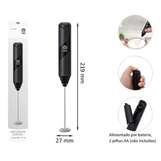 Mini Misturador Mixer Elétrico De Leite Portátil Preto Cozinha Dia A Dia 3v