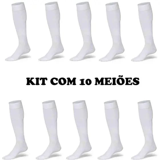 Combo Kit 10 Meiões Meião Adulto Futebol Futsal Profissional Preto Branco