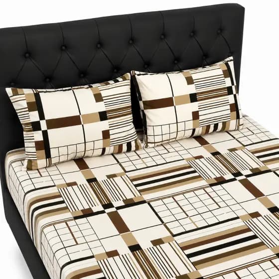 Jogo Lençol Queen Size 3 Peças Estampado 150 fios C/ Elástico e Fronha c/ zíper Cama Box