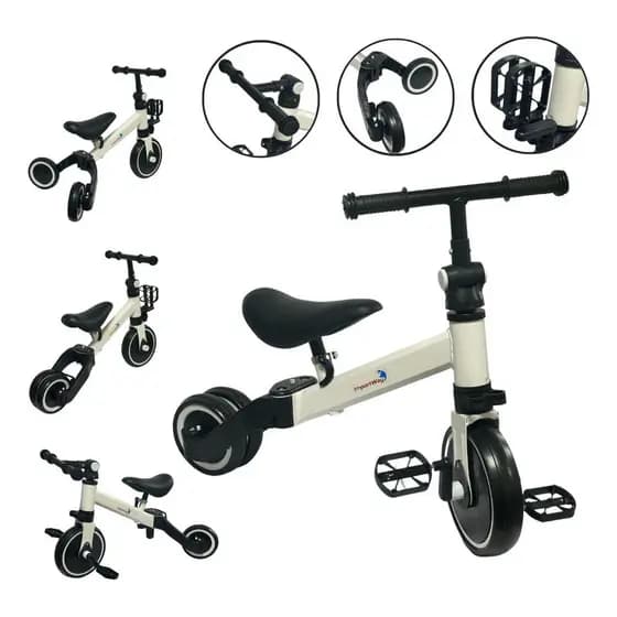 Bicicleta Equilíbrio Infantil 2 em 1 Branca Importway