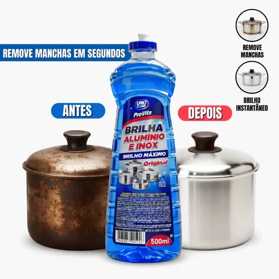 Limpa Alumínio e Inox Mágico ProVita 500ml – Brilho Intenso Remove Crostas e Manchas Difíceis