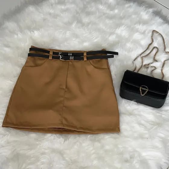 Short Saia Alfaiataria Feminino com Dois Cintos – Estilo e Elegância