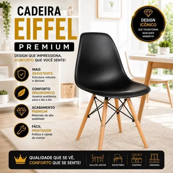 Kit 2 4 e 6 Cadeiras Eiffel Base de Madeira Várias Cores