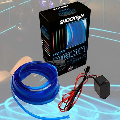 Fita Automotiva Led Azul Neon Painel Porta Fibra Óptica 12v Original Shock Light