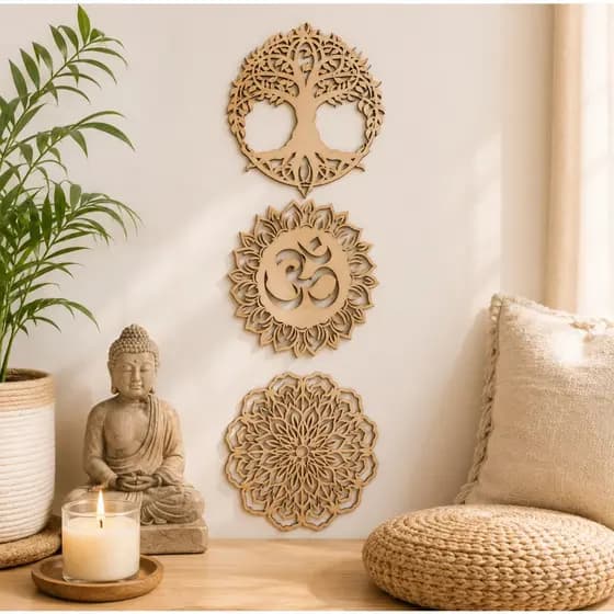 Kit mandalas MDF 3mm cru corte laser 3D vazado