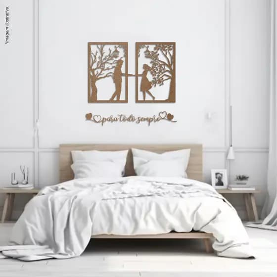 Quadro casal, MDF 6mm, vazado, corte laser, Decorativo
