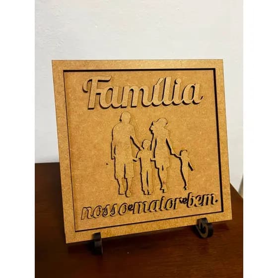 Quadro Decorativo Família em MDF 20cm | Placa Decorativa Frase "Família Nosso Maior Bem" | Presente para Casa Nova | Dec