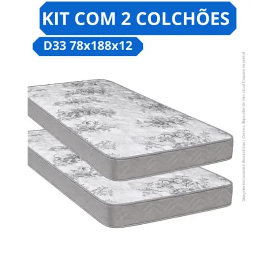 KIT COM 2 COLCHÕES SOLTEIRO D33 - 78x188x12