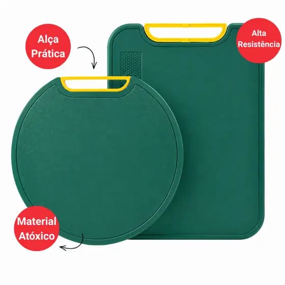 Tábua de Corte Cozinha Plástico PP Antiderrapante com Alça para Carnes e Legumes