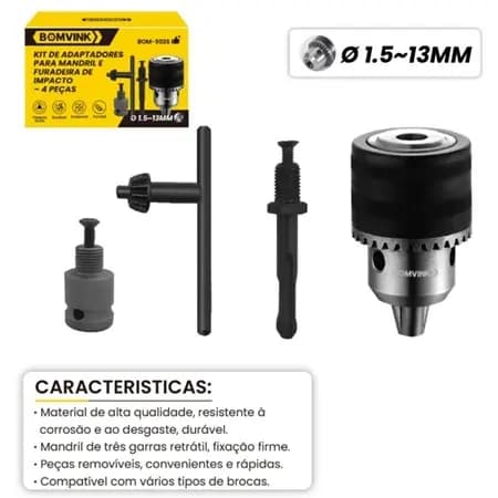 kit de adaptadores para mandril e furadeira de impacto BOM-5026