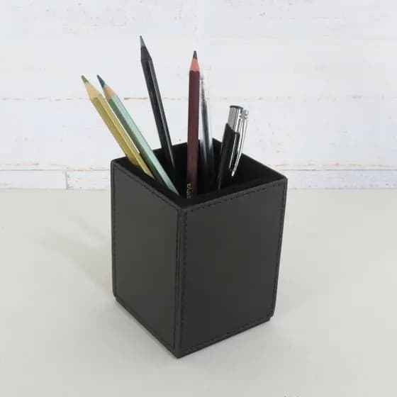 Porta Lapis Canetas Organizador Couro Sintetico Cor Preta