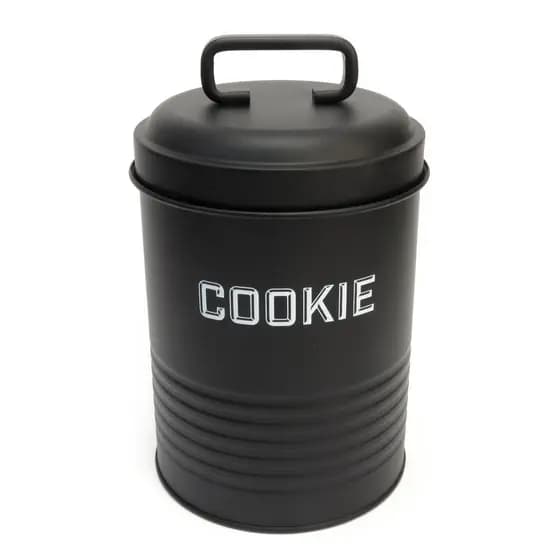 Lata de Biscoito Cookies Metal Com Alça - Preto - NH