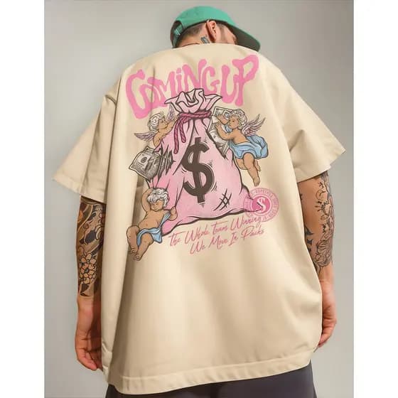 Camisa Camiseta Oversized Estampada Urso Anjo Dollar Money