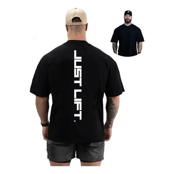 Camisa Oversized Just Lift Academia Musculação Algodão