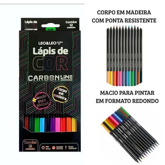 Lápis De Cor 12 Cores Carbonline Leo e Leo