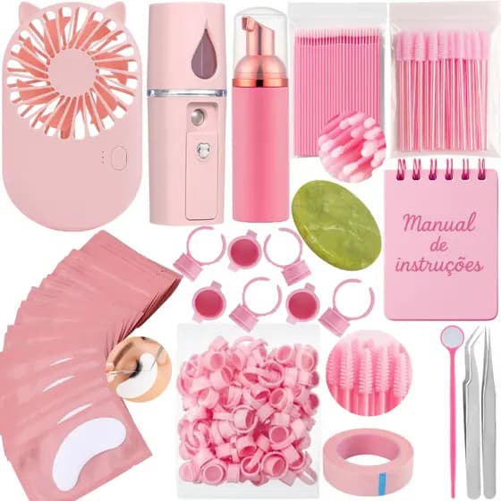 Kit Lash Iniciante Completo Extensão Cilios Ventilador Pump Escovinha