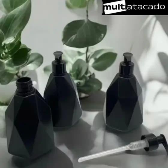 Porta Sabonete Líquido 500ml Diamante com Pump Trava porta shampoo organizador porta sabonete saboneteir