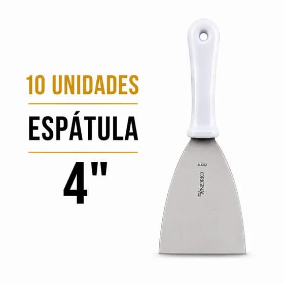 Kit 10 Espátulas Reta 4 Polegadas Aço Inox Alta Durabilidade