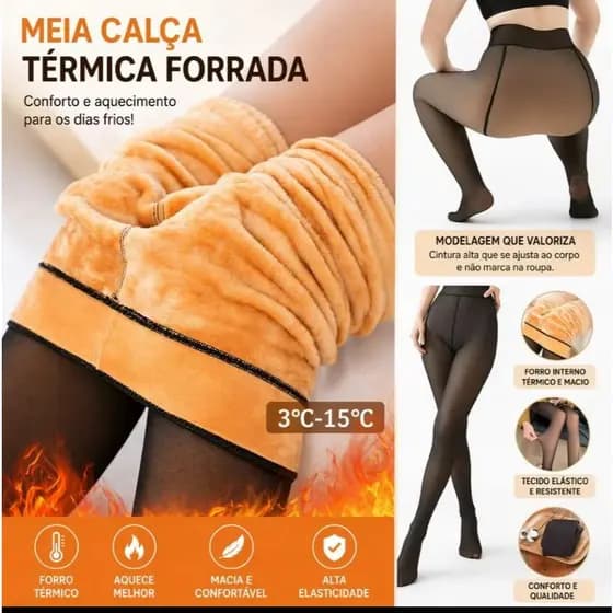 MEIA CALÇA TRANSLÚCIDA TÉMICA PELUCIADA E FORRADA – ELEGÂNCIA E CONFORTO NO INVERNO