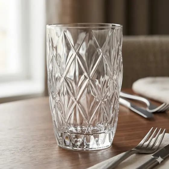 Jogo 6 Copos Vidro Diamond 400ml Diamante Alto Grosso Resistente Para Suco Água e Refrigerante