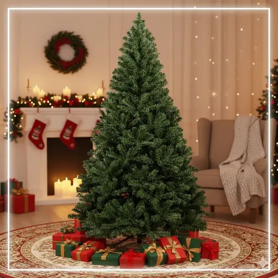 Árvore de Natal Cheia Luxo Verde 2,10m – 950 a 1150 Galhos com Base de Ferro