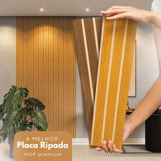 Kit 5, 10, 20 Revestimentos Ripados Placa Painel decorativo MDF 45x11 cm