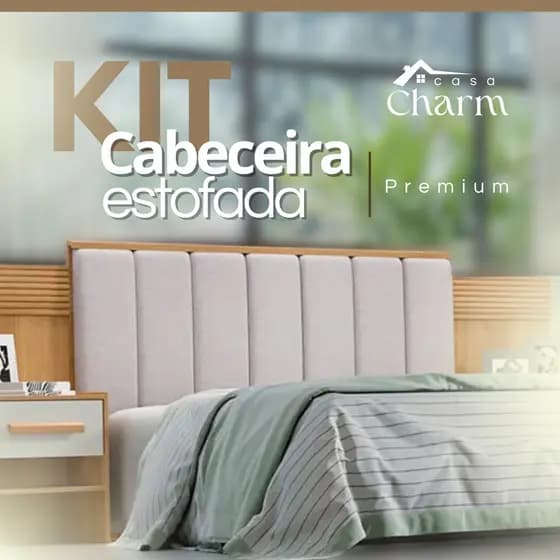 Kit 7 Peças De Cabeceira Estofada Módulos Adesivo Para Cama de Casal 1,40x45