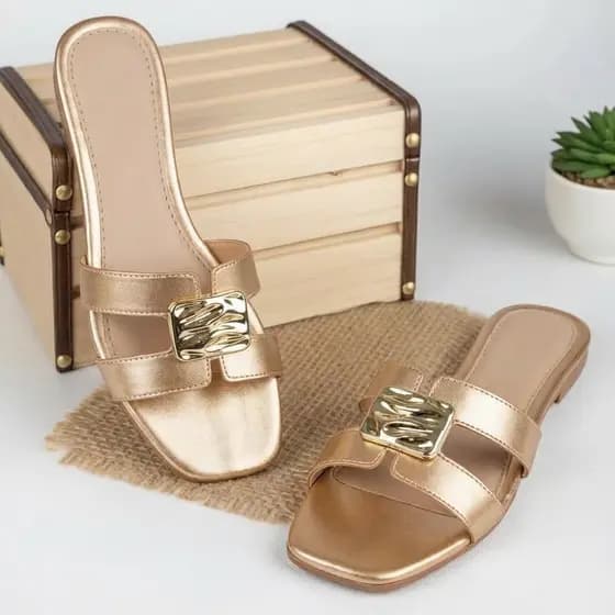 Rasteirinha Feminina Sandália Modelo Flat H Moda Verão Belissima