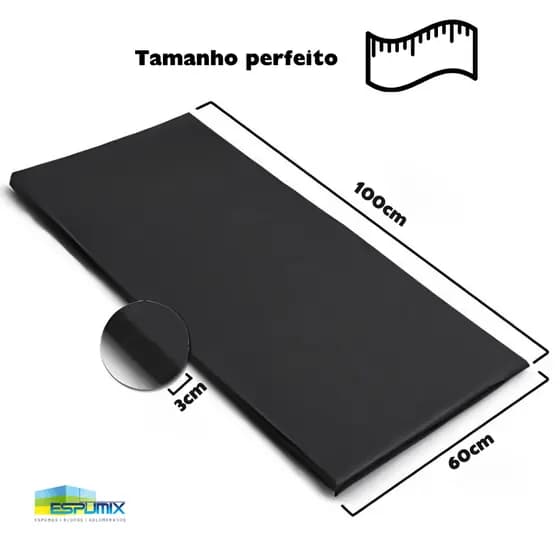 Colchonete De Academia D80 Impermeável Fitness 100x60x3 Cm Exercicio Cor Preta Espumix
