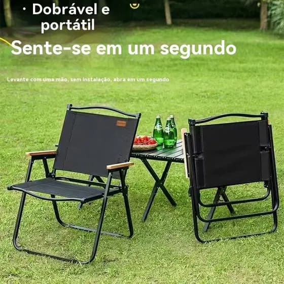 Cadeira Portátil Dobrável Pesca Camping Praia Encosto 150kg