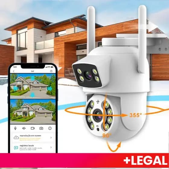 Câmera De Segurança a Prova de água Lente Dupla APP ICSEE IP66 Camera IP WiFi 360 Sensor Visão Noturna Externa